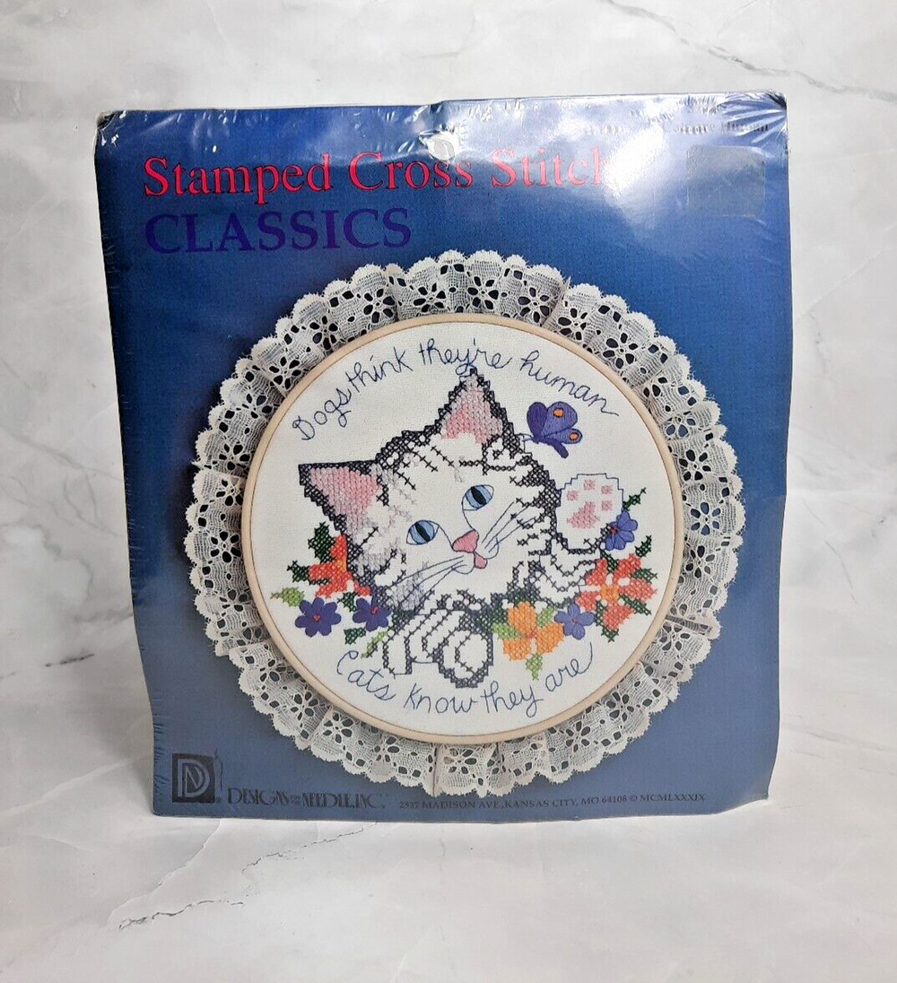 Design For The Needle Stamped Cross Stitch Kit Cats Are Human 7" Round